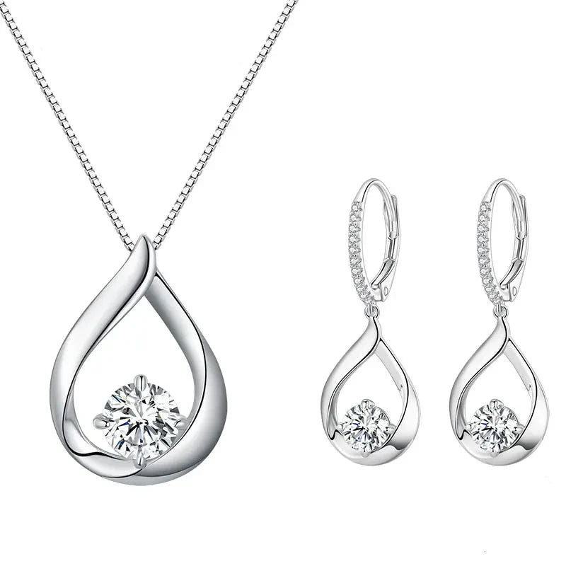 925 Sterling Silver Wedding Bridal Jewelry Set