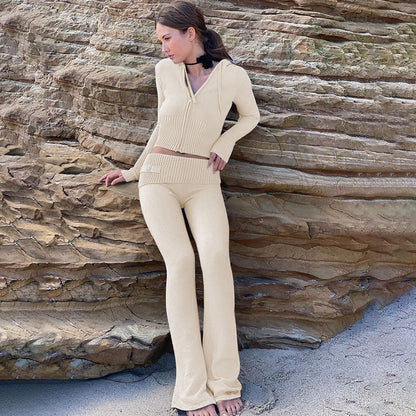 Cardigan & High-Waisted Two-Piece Suit