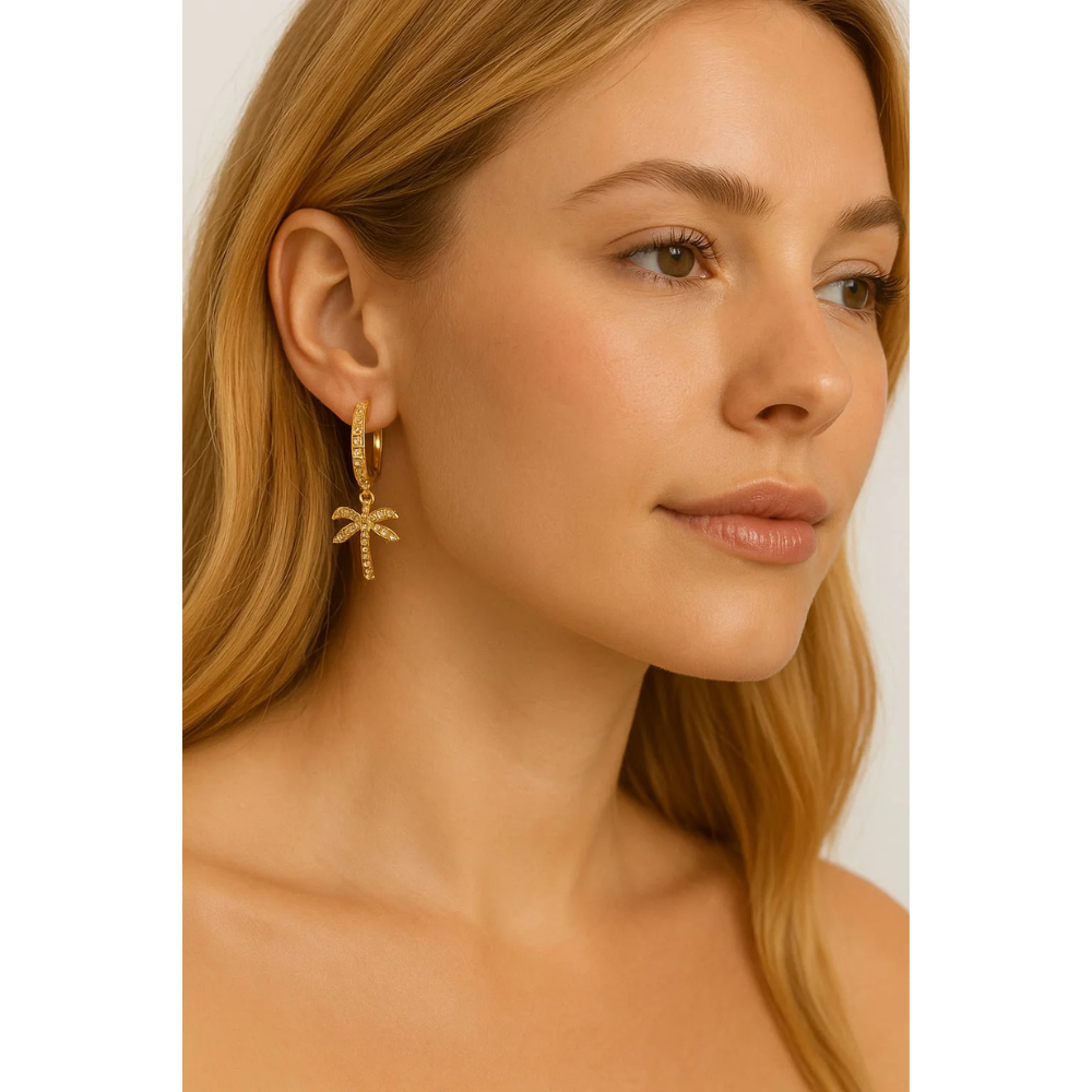 Palm Tree Hoop Earrings
