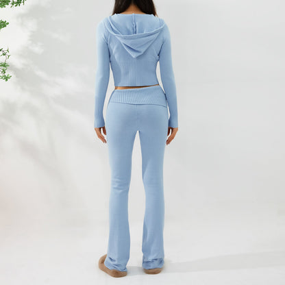 Cardigan & High-Waisted Two-Piece Suit
