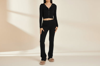 Cardigan & High-Waisted Two-Piece Suit