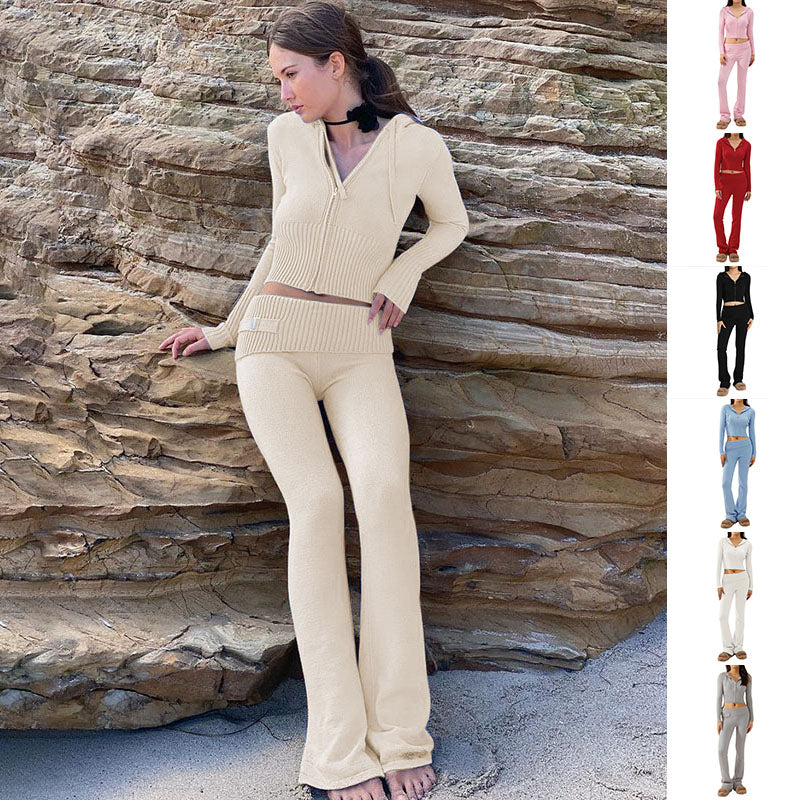 Cardigan & High-Waisted Two-Piece Suit