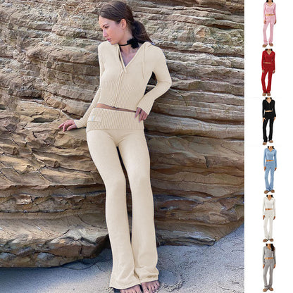 Cardigan & High-Waisted Two-Piece Suit