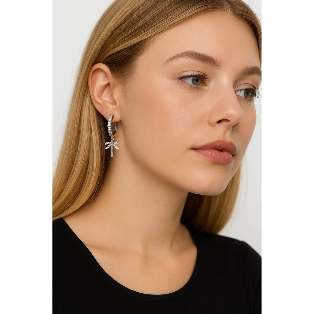 Palm Tree Hoop Earrings