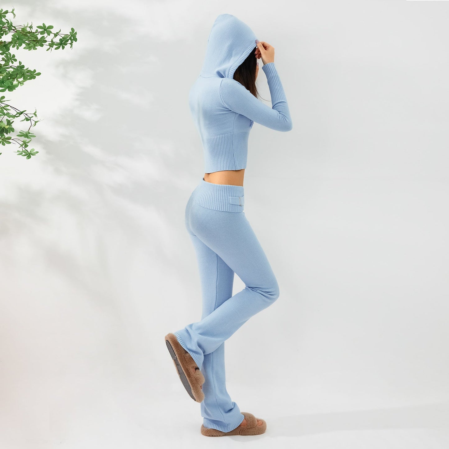 Cardigan & High-Waisted Two-Piece Suit