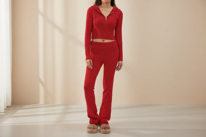 Cardigan & High-Waisted Two-Piece Suit