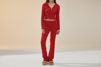 Cardigan & High-Waisted Two-Piece Suit
