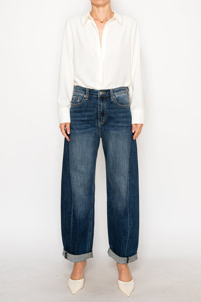 MARGAUX RELAXED TAPERED DARK WASH BARREL JEANS