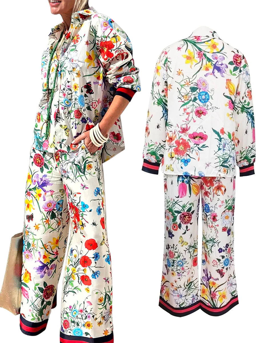 Women's Floral Print Top & Bottom Set