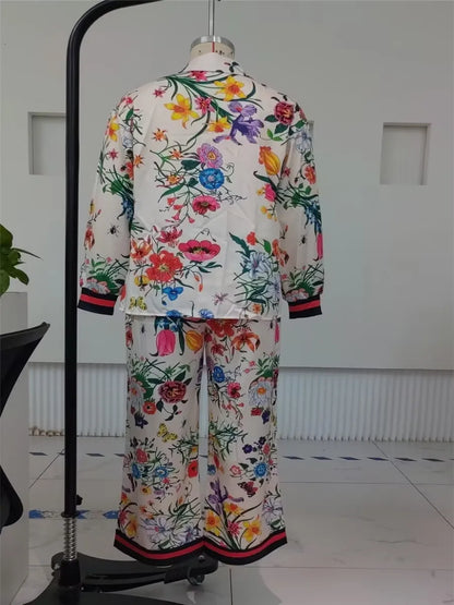 Women's Floral Print Top & Bottom Set