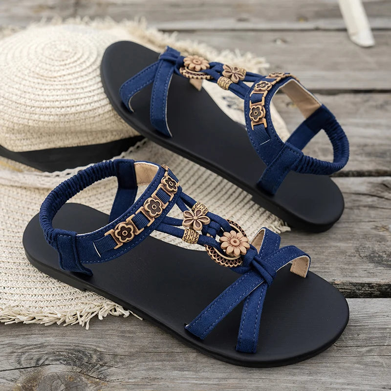 Flower Beaded Bohemian Sandals