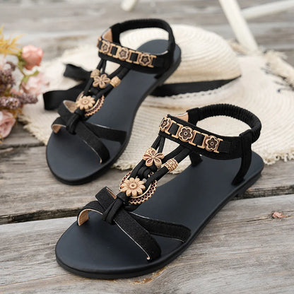 Flower Beaded Bohemian Sandals