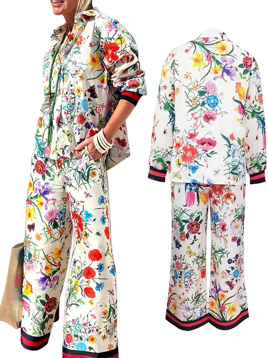 Women's Floral Print Top & Bottom Set