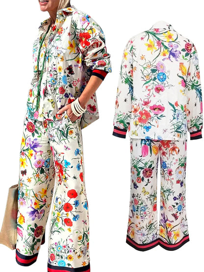 Women's Floral Print Top & Bottom Set