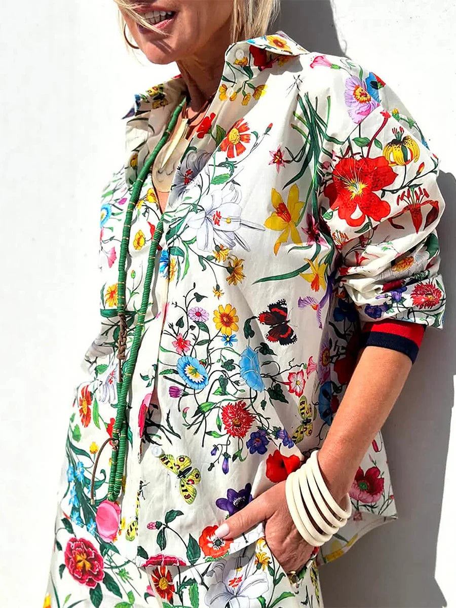 Women's Floral Print Top & Bottom Set