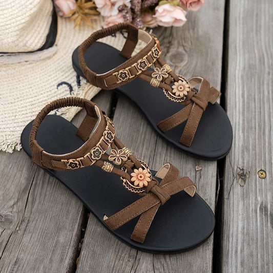 Flower Beaded Bohemian Sandals