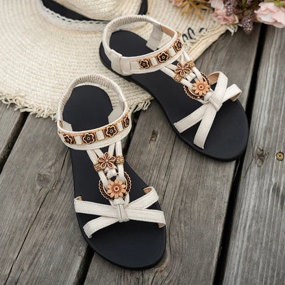 Flower Beaded Bohemian Sandals