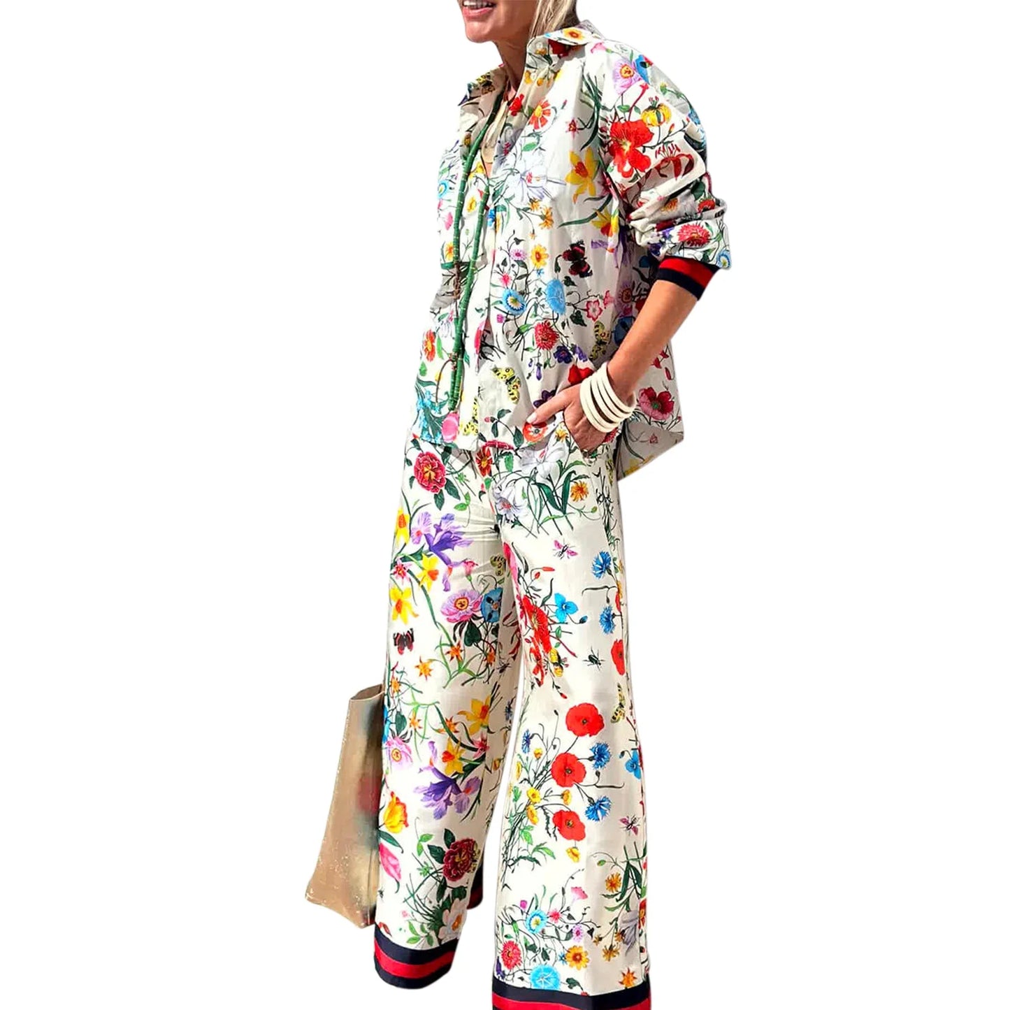 Women's Floral Print Top & Bottom Set