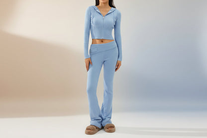 Cardigan & High-Waisted Two-Piece Suit