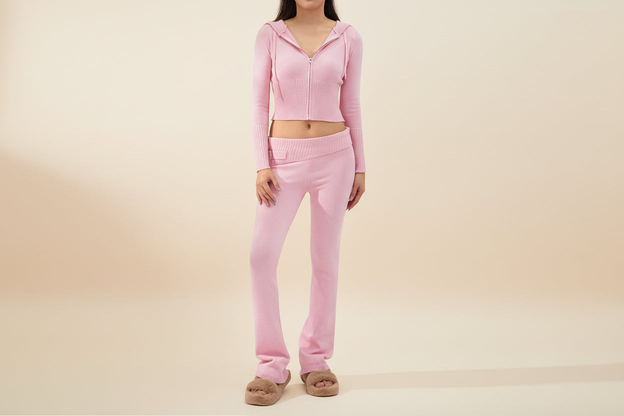Cardigan & High-Waisted Two-Piece Suit