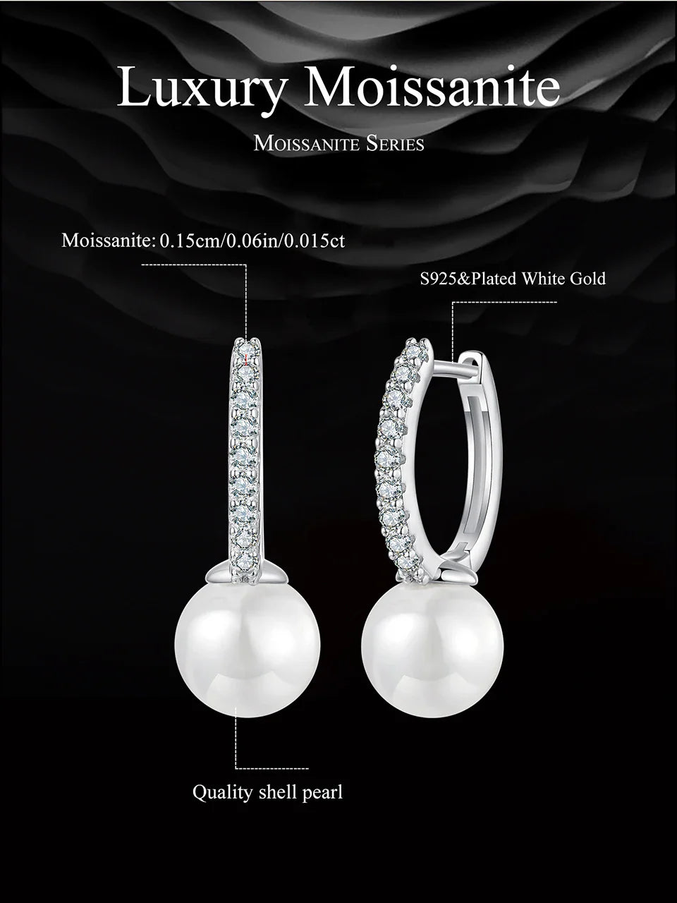 Moissanite Pearl Drop Earrings