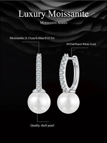 Moissanite Pearl Drop Earrings