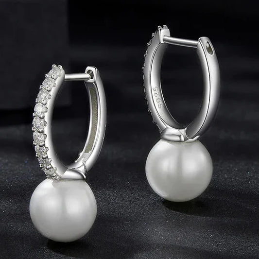 Moissanite Pearl Drop Earrings