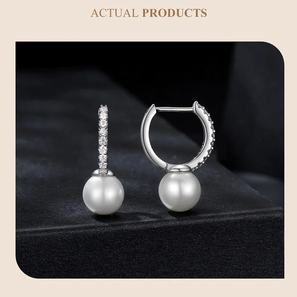 Moissanite Pearl Drop Earrings