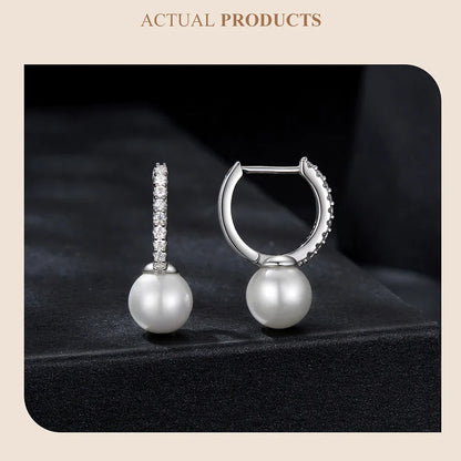 Moissanite Pearl Drop Earrings