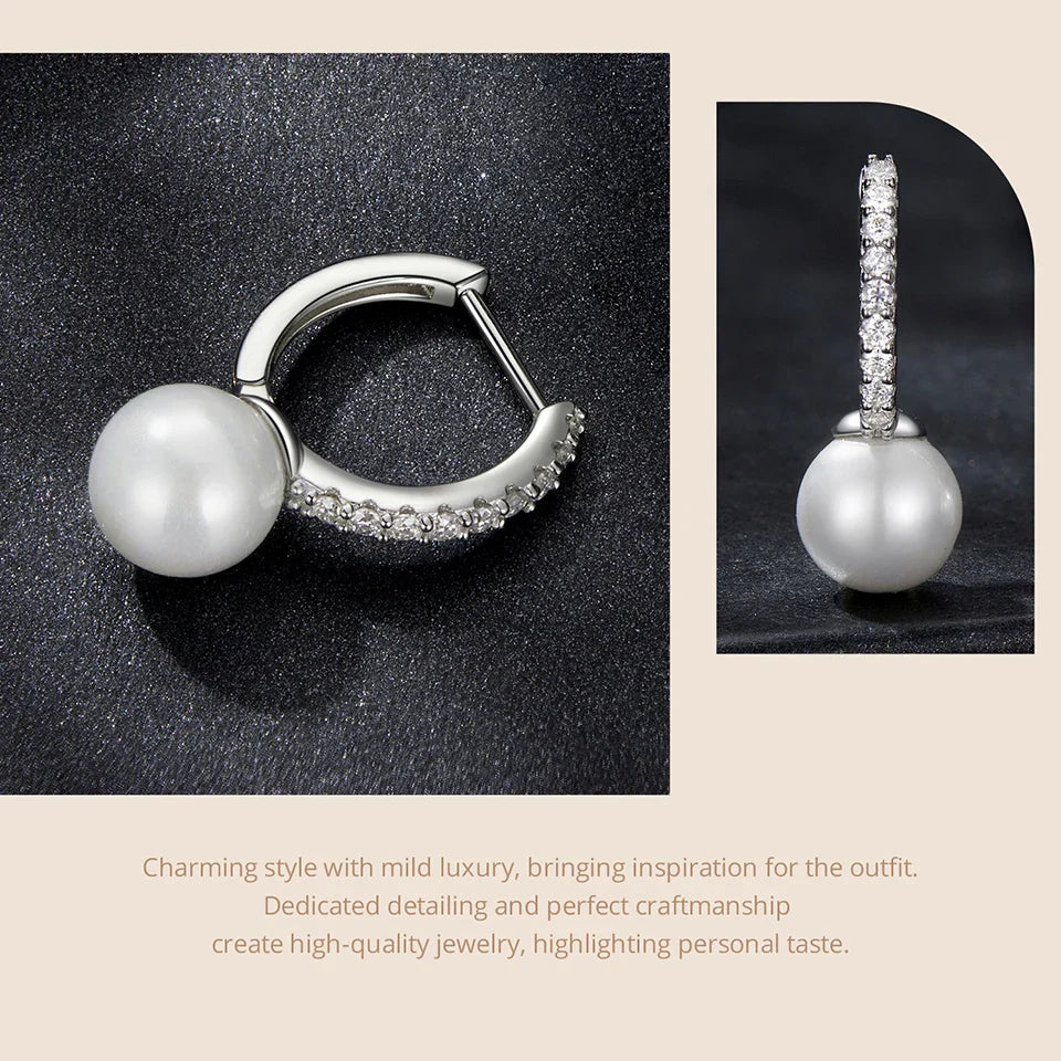 Moissanite Pearl Drop Earrings