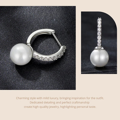 Moissanite Pearl Drop Earrings