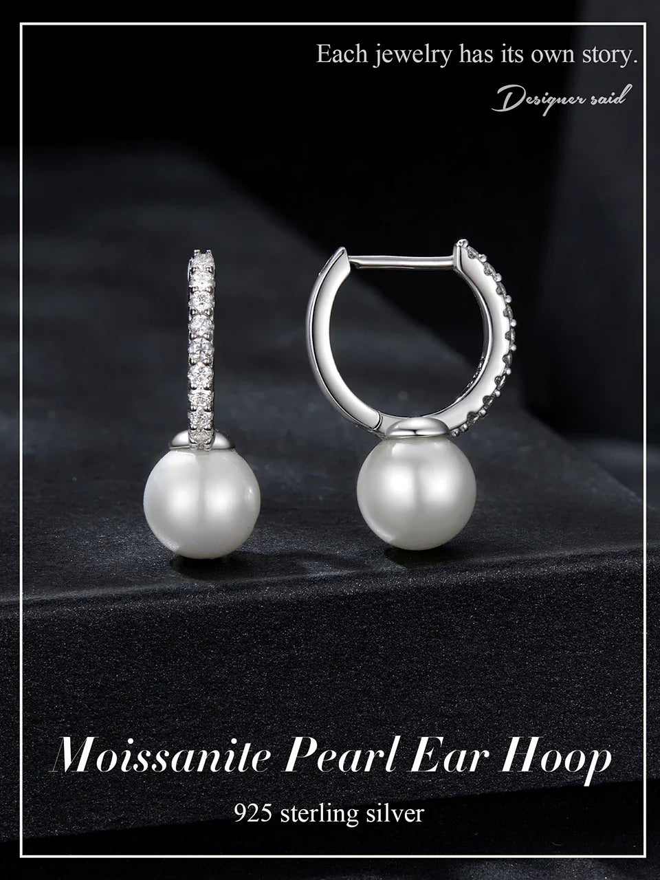 Moissanite Pearl Drop Earrings