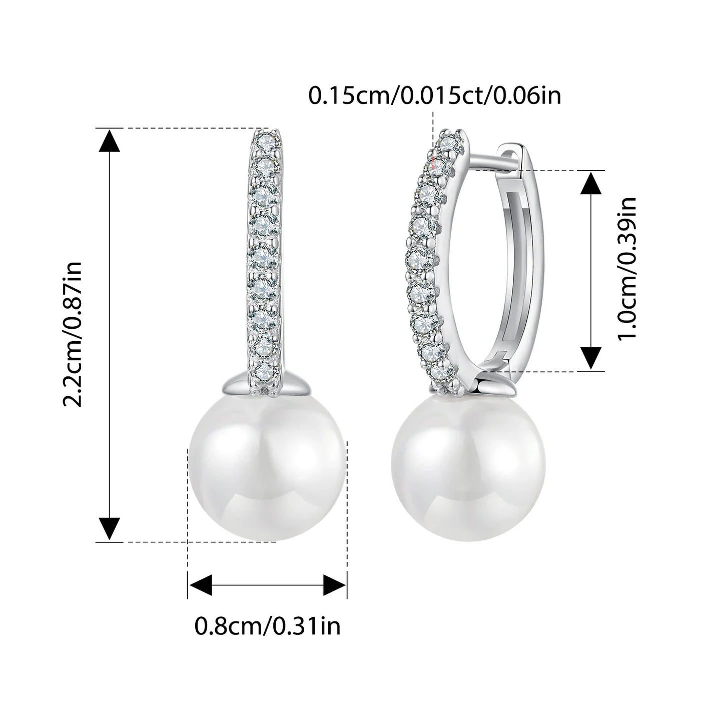 Moissanite Pearl Drop Earrings