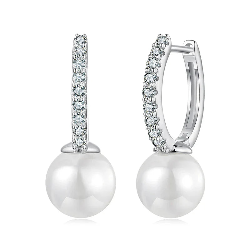 Moissanite Pearl Drop Earrings