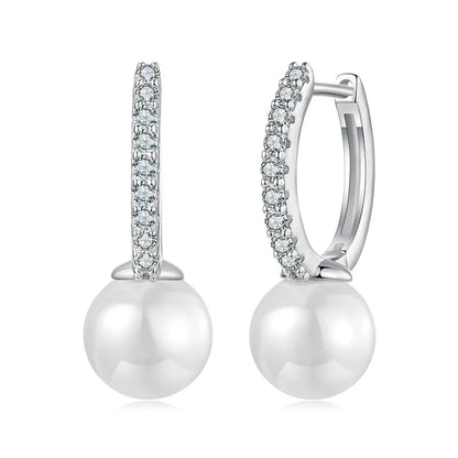 Moissanite Pearl Drop Earrings