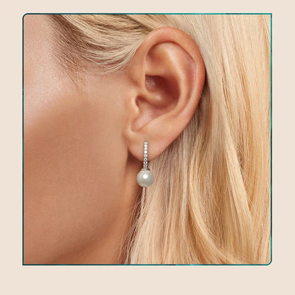 Moissanite Pearl Drop Earrings