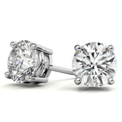 1.50 CTW Lab Grown Diamond Round Stud Earrings in 14K Solid Gold – G/VS Certified