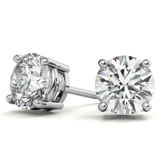 1.50 CTW Lab Grown Diamond Round Stud Earrings in 14K Solid Gold – G/VS Certified